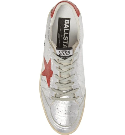 Shop Golden Goose B-ball Star Sneaker In Silver-red Glitter- Star Dance