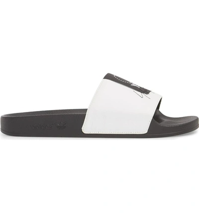 Shop Y-3 Adilette Slide Sandal In White/ Black