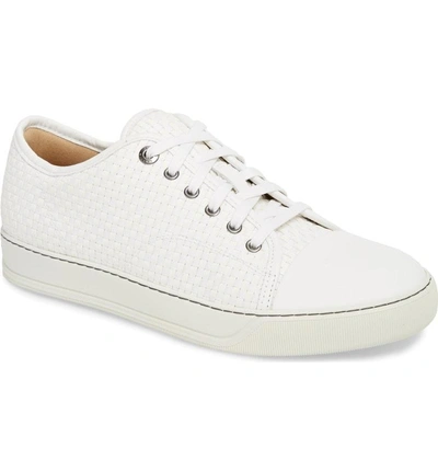 Shop Lanvin Woven Low Top Sneaker In Optic White