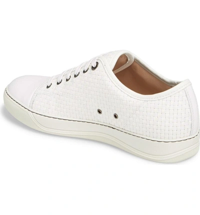 Shop Lanvin Woven Low Top Sneaker In Optic White