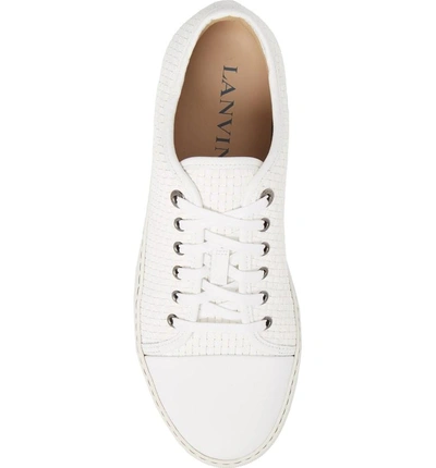 Shop Lanvin Woven Low Top Sneaker In Optic White