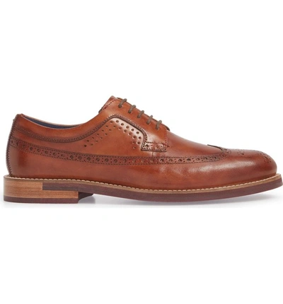 Shop Ted Baker Mition Wingtip Derby In Tan Leather