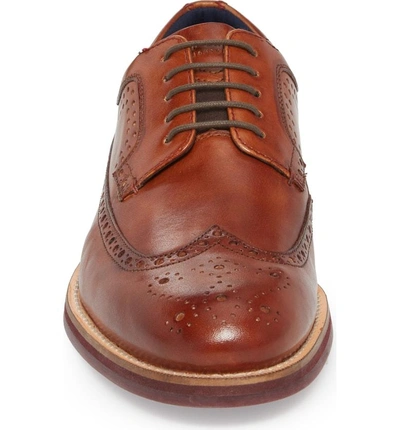 Shop Ted Baker Mition Wingtip Derby In Tan Leather
