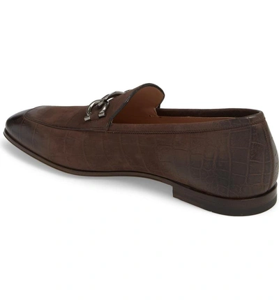 Shop Ferragamo Boy Chain Bit Loafer In Brown Leather