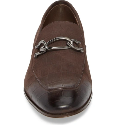 Shop Ferragamo Boy Chain Bit Loafer In Brown Leather