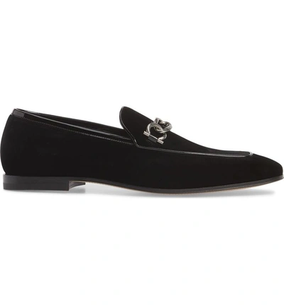 Shop Ferragamo Boy Chain Bit Loafer In Nero Velvet