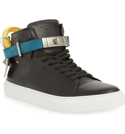 Shop Buscemi Strapped High Top Sneaker In Black Tri