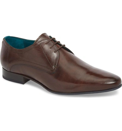 Shop Ted Baker Bhartli Plain Toe Derby In Dark Brown