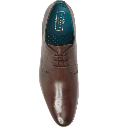 Shop Ted Baker Bhartli Plain Toe Derby In Dark Brown