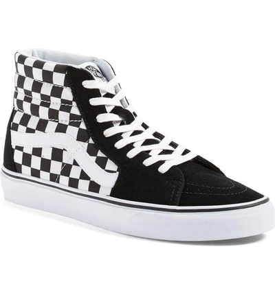 Shop Vans 'sk8-hi' Sneaker In Black/ True White Checkerboard