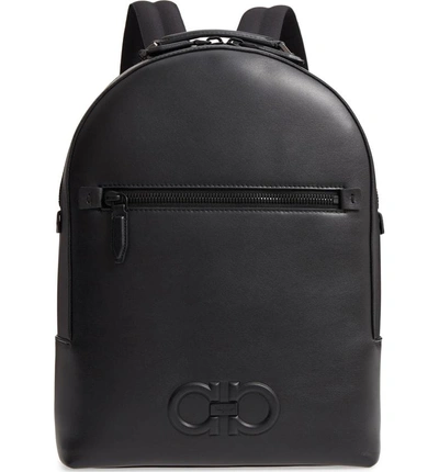 Shop Ferragamo Firenze Leather Backpack - Black In Nero