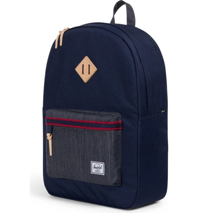 Shop Herschel Supply Co Heritage Offset Denim Backpack - Blue In Pea Coat/ Dark Denim