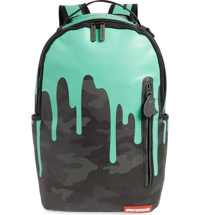 Shop Sprayground Tiff Drips Print Backpack - Grey In Camo/ Teal