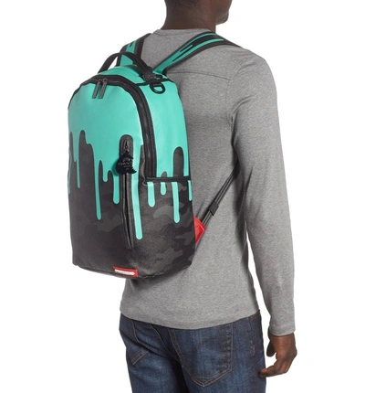 Shop Sprayground Tiff Drips Print Backpack - Grey In Camo/ Teal