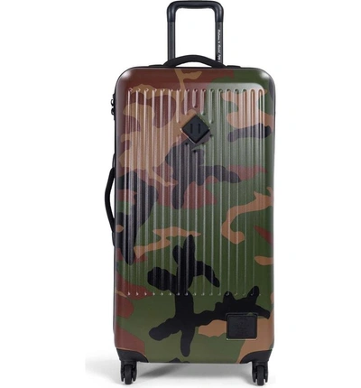 Shop Herschel Supply Co. Trade Large Wheeled Packing Case - Green In Woodland Camo