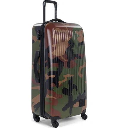 Shop Herschel Supply Co. Trade Large Wheeled Packing Case - Green In Woodland Camo