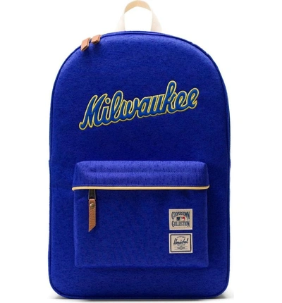 Shop Herschel Supply Co Heritage - Mlb Cooperstown Collection Backpack - Blue In Milwaukee Brewers