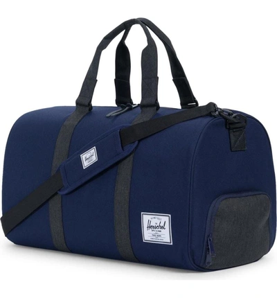 Shop Herschel Supply Co 'novel' Duffel Bag - Blue In Pea Coat/ Black Crosshatch