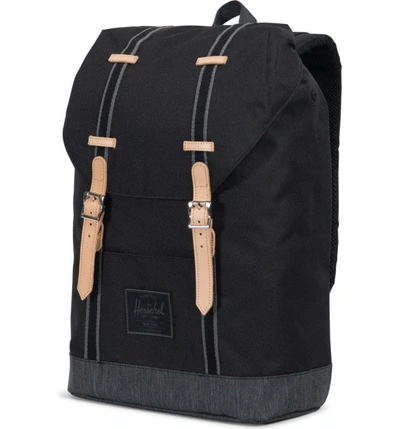 Shop Herschel Supply Co Retreat Offset Denim Backpack - Black In Black/ Black Denim