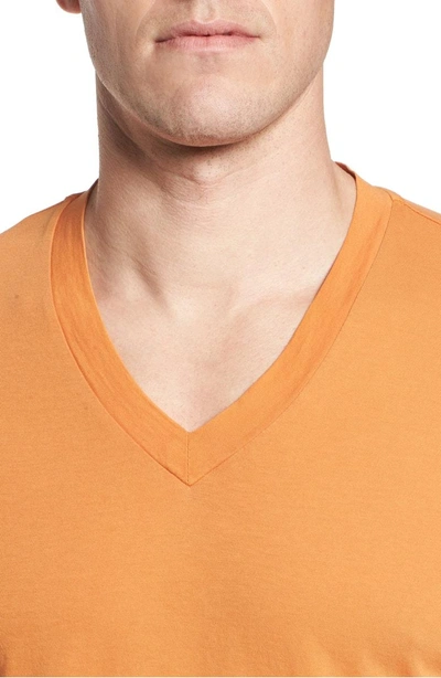 Shop James Perse Short Sleeve V-neck T-shirt In Goldfish Pigment