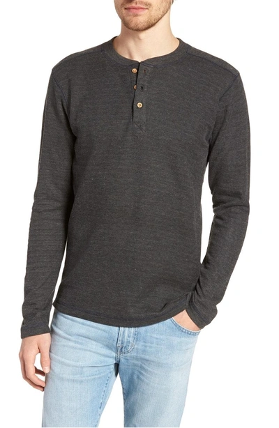 Shop Vintage 1946 Rib Knit Long Sleeve Henley In Charcoal