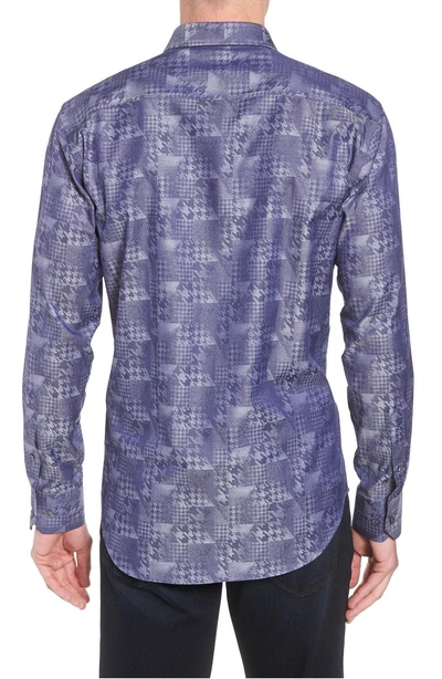 Shop Bugatchi Shaped Fit Glen Check Sport Shirt In Indigo