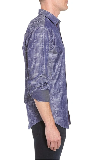 Shop Bugatchi Shaped Fit Glen Check Sport Shirt In Indigo