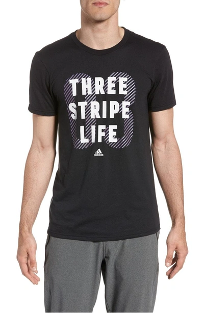 Shop Adidas Originals Three Stripe Life Metallic T-shirt In Black / White