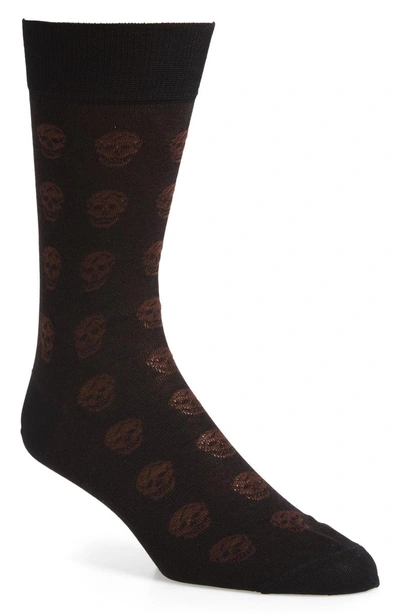 Shop Alexander Mcqueen Skull Socks In Black/ Beige