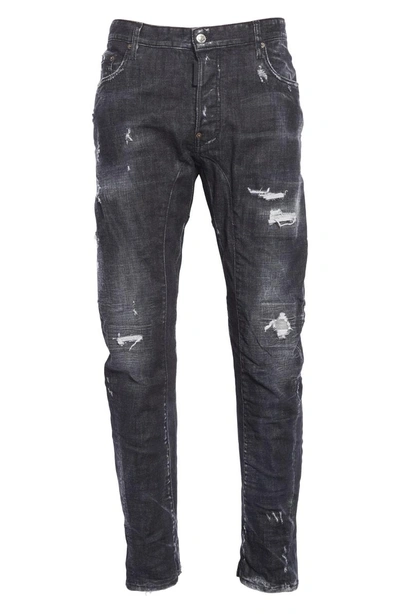 Shop Dsquared2 Twin Peaks Wash Tidy Biker Jeans In Black