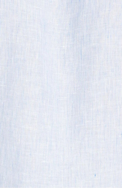 Shop Ledbury Willington Stripe Slim Fit Linen Sport Shirt In Blue