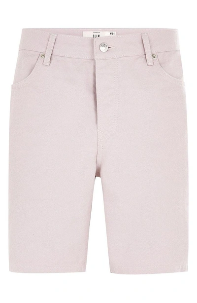 Shop Topman Slim Fit Denim Shorts In Pink