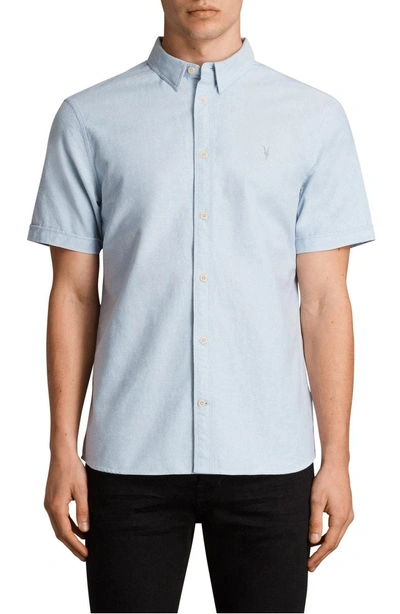 Shop Allsaints Huntington Regular Fit Short Sleeve Sport Shirt In Light Blue