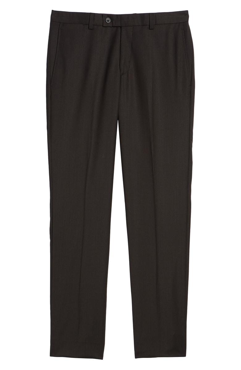 Ted Baker Jefferson Flat Front Solid Wool Trousers In Brown | ModeSens