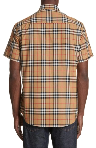 Shop Burberry Jameson Woven Slim Fit Check Sport Shirt In Antique Yellow