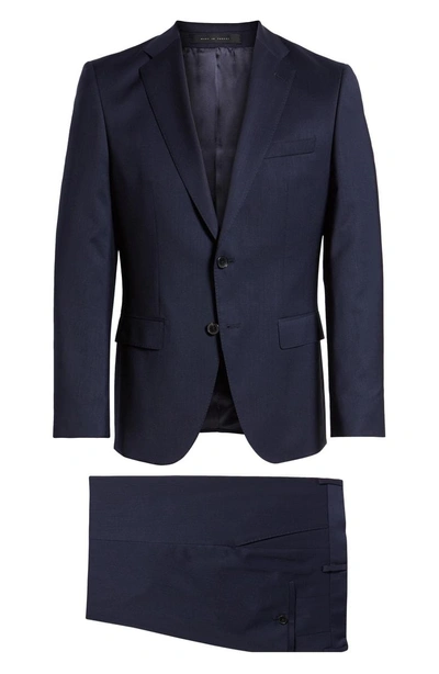 Shop Hugo Boss Johnstons/lenon Regular Fit Solid Wool Suit In Navy