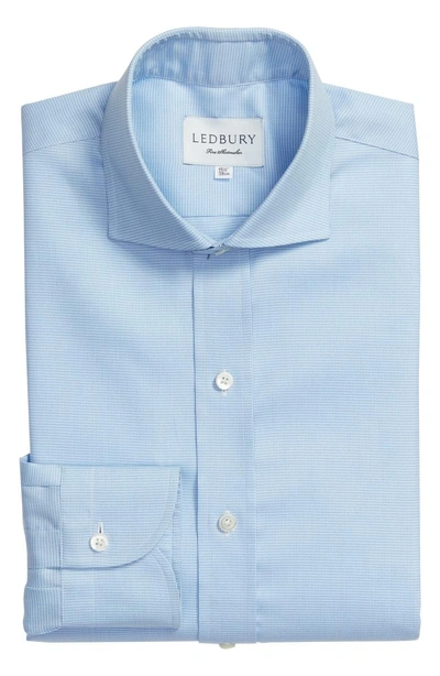 Shop Ledbury Easley Classic Fit Houndstooth Dress Shirt In Light/ Pastel Blue