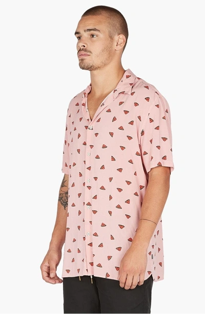 Shop Barney Cools Holiday Woven Shirt In Pink Watermelon