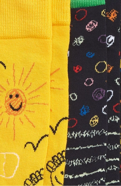 Shop Happy Socks I Love You Dad 3-pack Socks In Black/ Yellow Multi