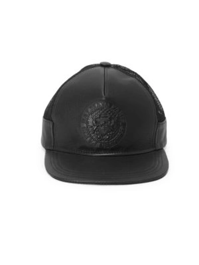 Shop Balmain Logo Crest Embossed Trucker Hat In Black