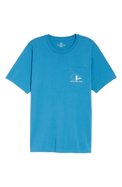 Shop Southern Tide Fly Fishing Regular Fit Pocket T-shirt In Deep Water