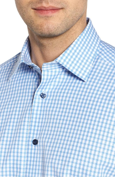 Shop David Donahue Regular Fit Check Dress Shirt In Blue