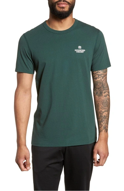 Shop Reigning Champ Logo T-shirt In Court Green/ White