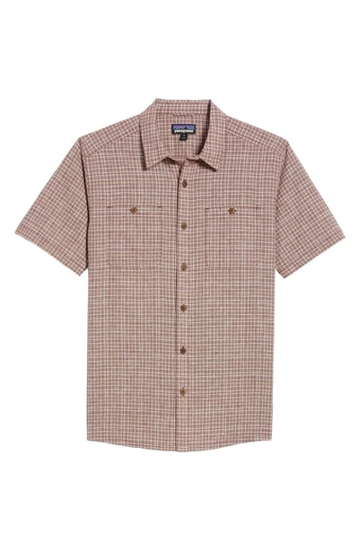 Shop Patagonia 'back Step' Regular Fit Check Short Sleeve Sport Shirt In Tino/ Oxblood Red