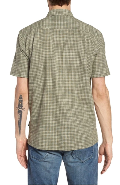 Shop Patagonia 'back Step' Regular Fit Check Short Sleeve Sport Shirt In Tino/ Industrial Green
