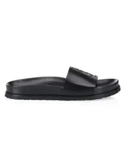 Shop Saint Laurent Jimmy Leather Slides In Noir