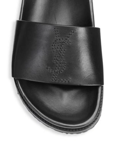 Shop Saint Laurent Jimmy Leather Slides In Noir