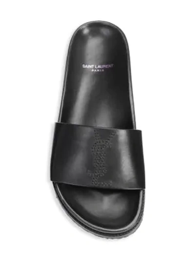 Shop Saint Laurent Jimmy Leather Slides In Noir