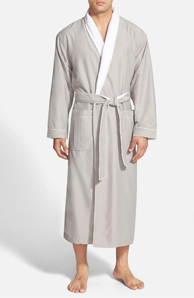 Shop Majestic Fleece Lined Robe In Dove Grey