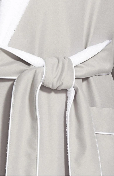 Shop Majestic Fleece Lined Robe In Dove Grey